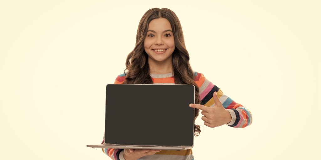 A child presenting in a live class